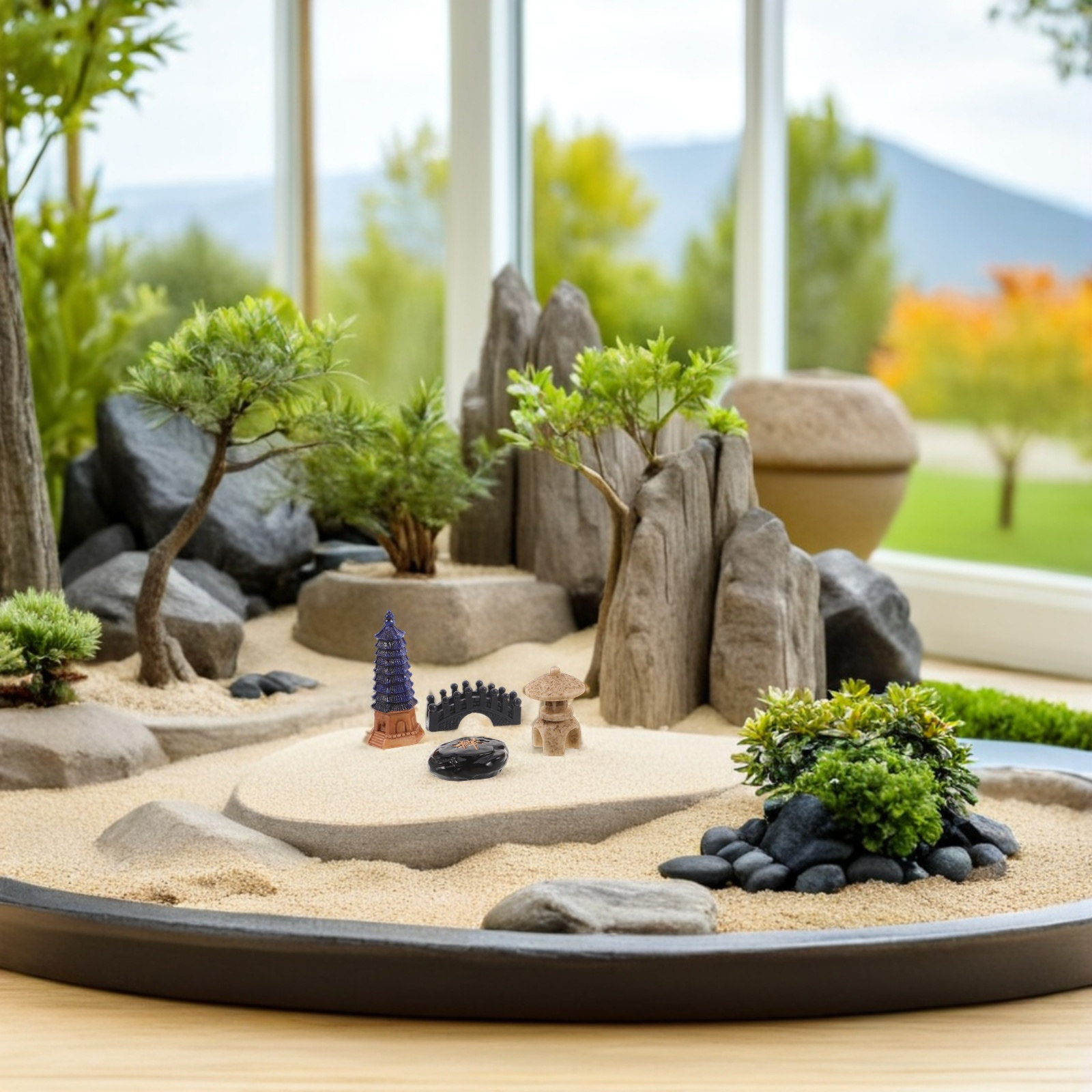 Juego de 4 Mini Estatuas de Pa - Bonsai Garden Desk reseña y precio